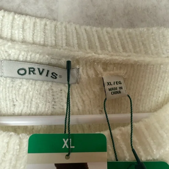 NWT, Orvis super soft, chenille, Cream Cable Knit Sweater - Picture 5 of 6